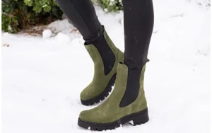 Botki -161 188 1101 55 Khaki Suede 161625, Zielony, Skóra naturalna | Bayla Discount