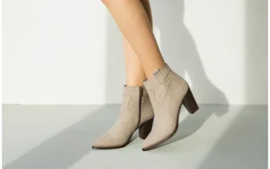 Botki -161 077 39499 Beige Nubuck 161550, Szary, Skóra naturalna | Bayla Sale