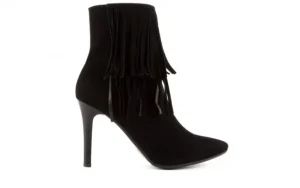 Botki -128 2008 147 Zamsz Czarny, Skóra naturalna | Bayla New