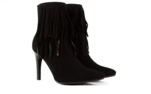 Botki -128 2008 147 Zamsz Czarny, Skóra naturalna | Bayla New