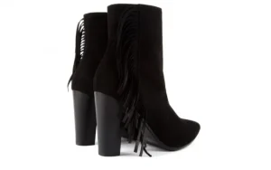 Botki -128 2005 147 Zamsz Czarny, Skóra naturalna | Bayla Fashion