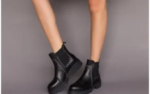 Botki -161 050-0504 Black Nubuck, Czarny, Skóra naturalna | Bayla Sale