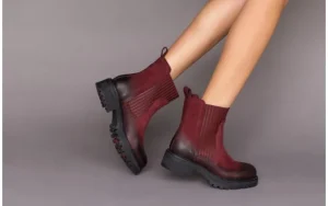 Botki -161 050-0508 Bordo, Skóra naturalna | Bayla Fashion