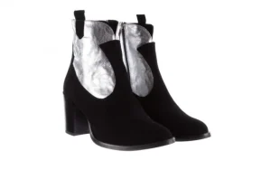 Botki -097 32 Kowbojki Czarno-Srebrne, Skóra naturalna | Bayla Discount
