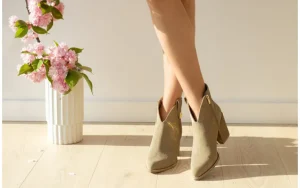 Botki -159 5033 022-P Beż Welur 159188, Skóra naturalna | Bayla Discount