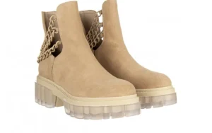 Botki -159 3954 001-P Beż Welur 159026, Beż, Skóra naturalna | Bayla Clearance