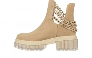Botki -159 3954 001-P Beż Welur 159026, Beż, Skóra naturalna | Bayla Clearance