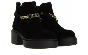 Botki -159 4468 003-P Czarny Welur 159076, Skóra naturalna | Bayla Sale