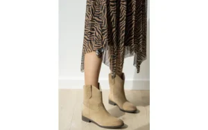 Botki -159 5076 001-P Piasek Welur 159186, Skóra naturalna | Bayla Hot