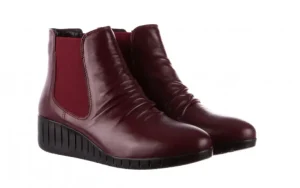 Botki -196 AVCILAR-01 D75 Bordo 196034, Bordowy, Skóra naturalna | Bayla Discount