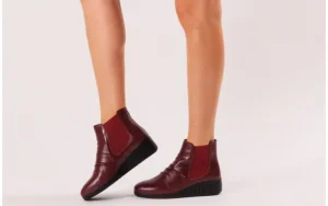 Botki -196 AVCILAR-01 D75 Bordo 196034, Bordowy, Skóra naturalna | Bayla Discount