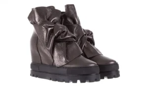 Botki -136 G710 Skóra Antracyt, Szary, Skóra naturalna | Bayla New