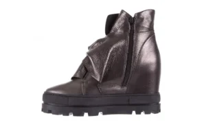 Botki -136 G710 Skóra Antracyt, Szary, Skóra naturalna | Bayla New