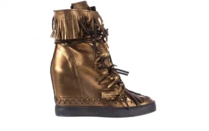 Botki -136 G655 Skóra Złota, Skóra naturalna | Bayla Sale