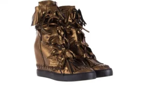 Botki -136 G655 Skóra Złota, Skóra naturalna | Bayla Sale