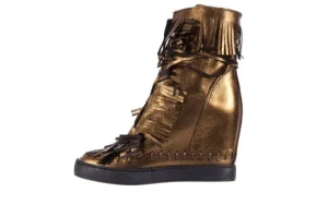 Botki -136 G655 Skóra Złota, Skóra naturalna | Bayla Sale