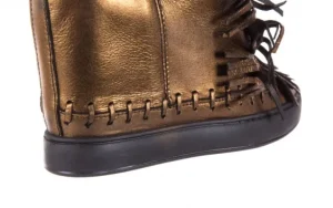 Botki -136 G655 Skóra Złota, Skóra naturalna | Bayla Sale