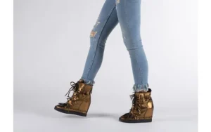 Botki -136 G655 Skóra Złota, Skóra naturalna | Bayla Sale