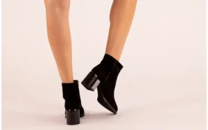 Botki -195 20K-6501 Black Suede 195003, Czarny, Skóra naturalna | Bayla Hot