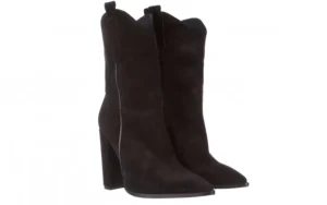 Botki -195 OZ-7337 Black Suede 195016, Czarny, Skóra naturalna | Bayla Clearance