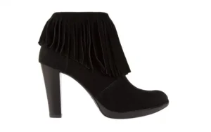 Botki -100 442S Czarny Welur, Skóra naturalna | Bayla Clearance