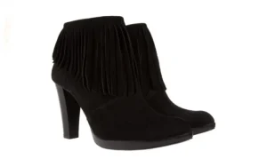 Botki -100 442S Czarny Welur, Skóra naturalna | Bayla Clearance