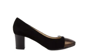 Czółenka -130 3656 118-861 Czarny Zamsz-Miedź Jaszczurka, Skóra naturalna | Bayla Fashion