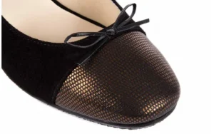 Czółenka -130 3656 118-861 Czarny Zamsz-Miedź Jaszczurka, Skóra naturalna | Bayla Fashion