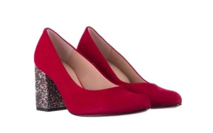 Czółenka -056 7063-1432 Bordo Glitter, Skóra naturalna | Bayla Outlet