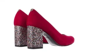Czółenka -056 7063-1432 Bordo Glitter, Skóra naturalna | Bayla Outlet