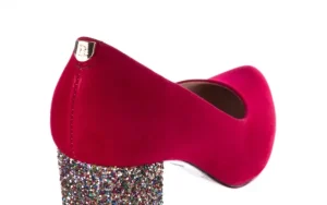 Czółenka -056 7063-1432 Bordo Glitter, Skóra naturalna | Bayla Outlet