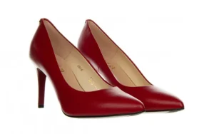 Czółenka -056 1816-89 Czerwony Burgund 056549, Skóra naturalna | Bayla Fashion