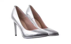 Czółenka -056 1810-1103 Srebrny 056331, Skóra naturalna | Bayla New