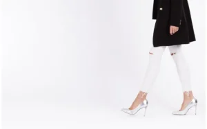 Czółenka -056 1810-1103 Srebrny 056331, Skóra naturalna | Bayla New