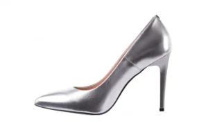 Czółenka -056 1810-1103 Srebrny 056331, Skóra naturalna | Bayla New