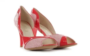 Czółenka -Em GL6789-154 Koral Biały, Skóra naturalna lakierowana | Bayla Online