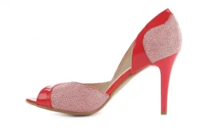 Czółenka -Em GL6789-154 Koral Biały, Skóra naturalna lakierowana | Bayla Online