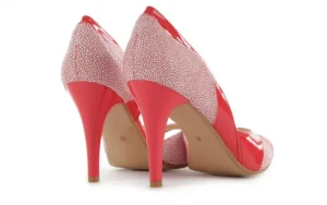 Czółenka -Em GL6789-154 Koral Biały, Skóra naturalna lakierowana | Bayla Online