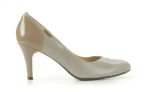 Czółenka -Em JL6446-277 Kawa, Beż/Szary, Skóra naturalna | Bayla Fashion