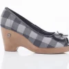 Czółenka 715 716 BLACK PLAID, Czarny/ Biały, Materiał | Dijean Clearance