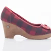 Czółenka 715 716 RED PLAID, Czerwony/ Czarny, Materiał | Dijean New