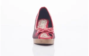 Czółenka 715 716 RED PLAID, Czerwony/ Czarny, Materiał | Dijean New