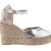 Espadryle -115 D402500 Laminado Plata, Srebrny, Skóra naturalna, | Bayla Sale