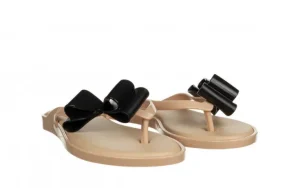 Japonki Flip Flop Cute Ad Beige Black 010457, Beżowy, Guma | Melissa Fashion