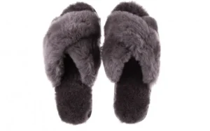 Kapcie Mayberry Charcoal 21 119128, Szary, Futro naturalne | EMU Sale