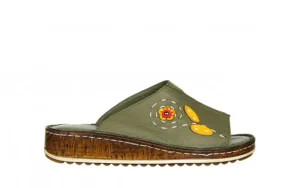 Klapki -161 016 925 Khaki 161270, Zielony, Skóra naturalny | Bayla Clearance