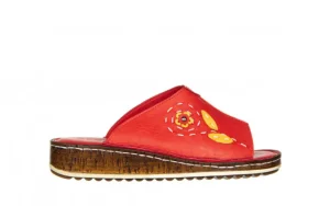 Klapki -161 016 925 Red 161271, Czerwony, Skóra naturalna | Bayla Clearance