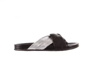 Klapki -163 17-187 Black Silver, Czarny/Srebrny, Skóra naturalna | Bayla Best