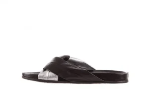 Klapki -163 17-187 Black Silver, Czarny/Srebrny, Skóra naturalna | Bayla Best