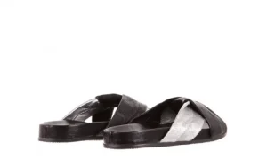 Klapki -163 17-187 Black Silver, Czarny/Srebrny, Skóra naturalna | Bayla Best